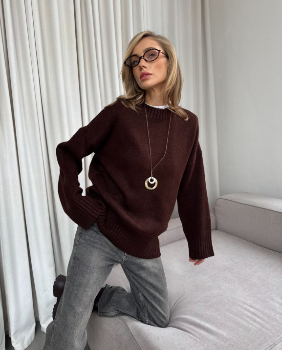 109 Светр в’язаний з акцентним коміром